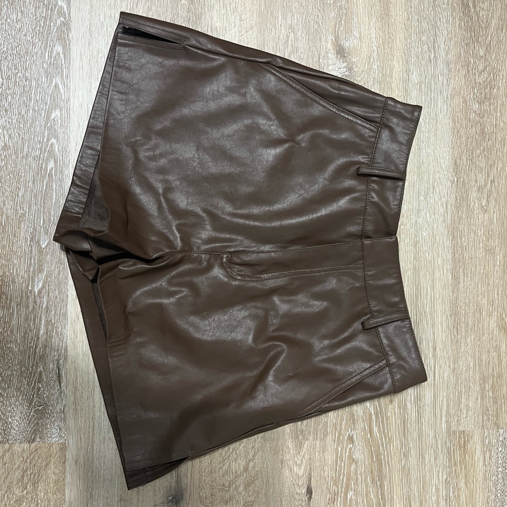 These Three Boutique brown leather shorts